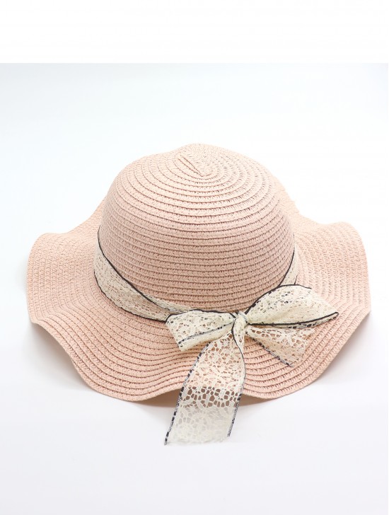 Kid's Crochet Mini Sunhat W/ Lace Ribbon